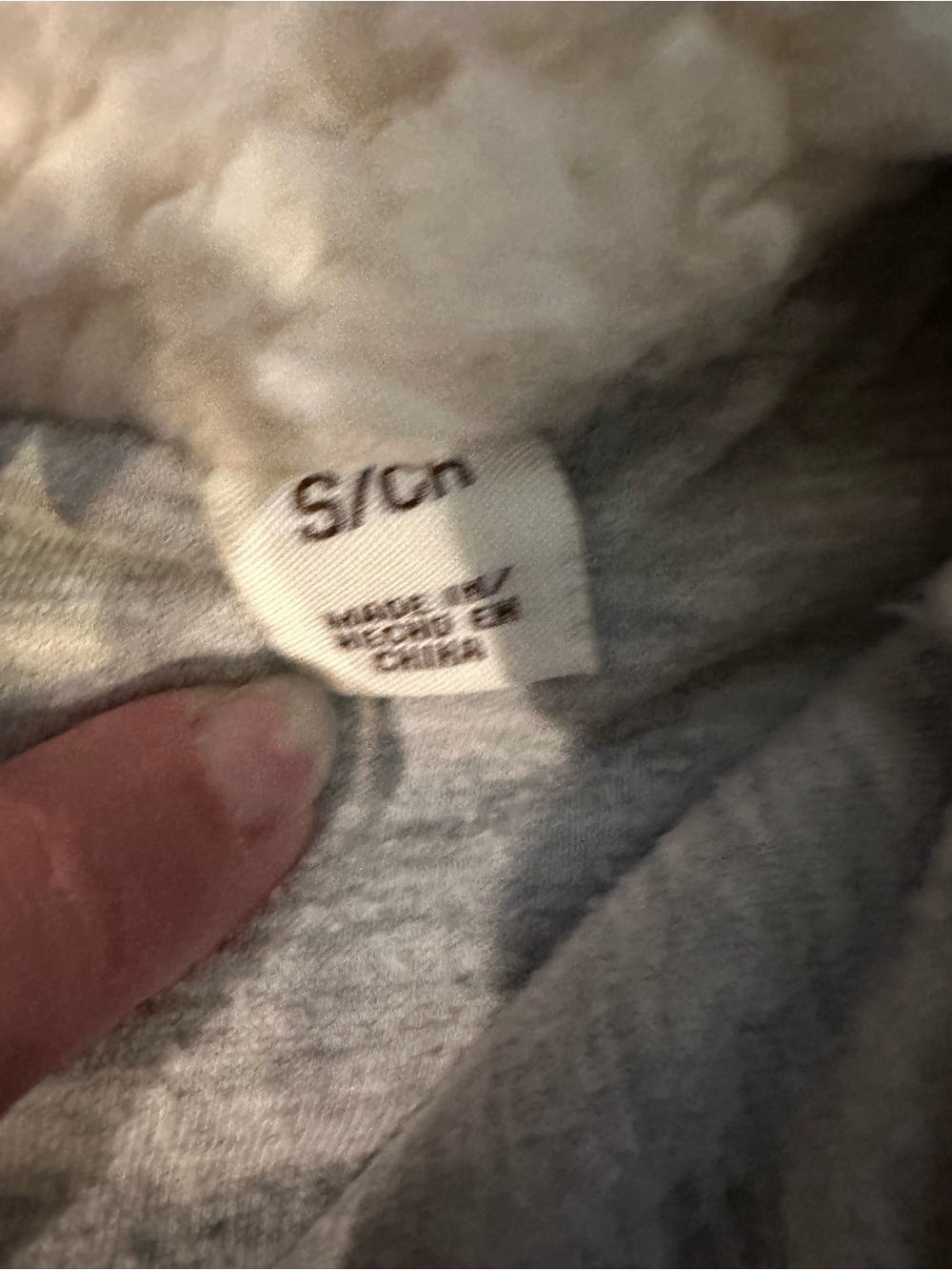 2/$15 Cream Pocketed Sherpa Pullover with Blue-Gray Chevron - Picture 9 of 9